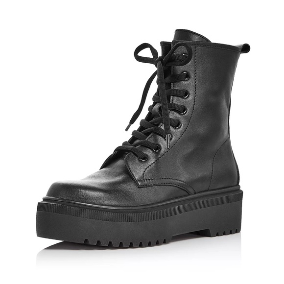 AQUA Logan Leather Platform Ankle Combat Boot BNIB - Picture 1 of 7